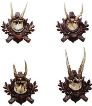 Plaques Plaque MOUNTAIN Lodge Roe Deer Antlers Chocolate Brown Set 4 Resin - £371.66 GBP