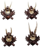 Plaques Plaque MOUNTAIN Lodge Roe Deer Antlers Chocolate Brown Set 4 Resin - £368.80 GBP