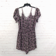 Mossimo Romper Women XL Purple Floral Cold Shoulder V Neck Boho Festival... - $17.99