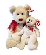 Valentino the Valentine Bear Ty Beanie Baby &amp; Buddy Set MWMT 2pcs PVC Pe... - £23.55 GBP