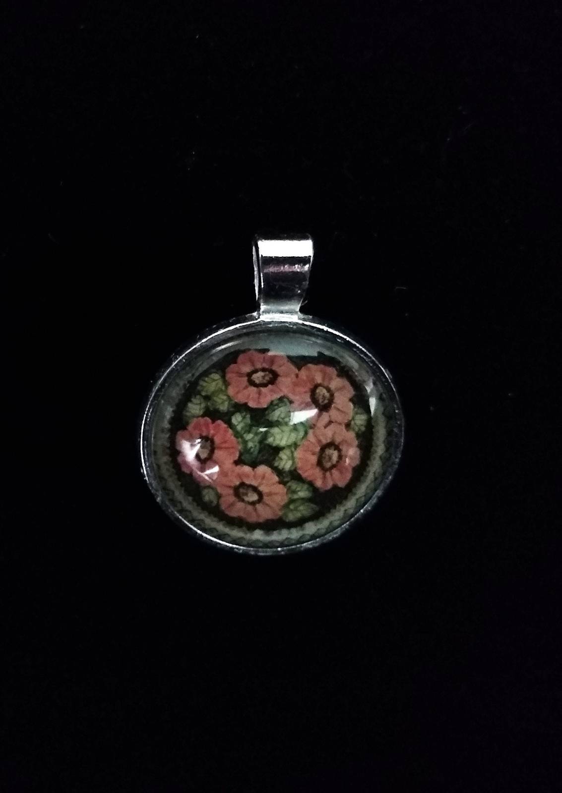 Design 55 Polish Pottery necklace Choice of Pendant w/ Glass Cabochon Silver  ea