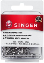 Singer Safety Pins-Sizes 1 To 3 50/Pkg - $16.08