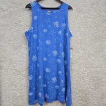 Escape by Habitat Dress Womens XL Blue Shells Cotton Stretch Beach Coastal - $49.45