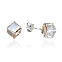 Champagne Prism Cube .925 Silver Post Earrings - $17.81