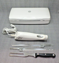 GE Vintage Electric Knife Carving Set with Blades Carving Fork Hard Case... - £27.85 GBP