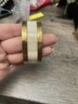 Vintage Brass Bangle Carved Cream Inlay Tribal Boho Cottagecore Cuff Bra... - $28.30