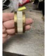 Vintage Brass Bangle Carved Cream Inlay Tribal Boho Cottagecore Cuff Bra... - $28.30