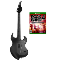 New Xbox One X/S Wireless Black Riffmaster Guitar + Rock Band 4 Game Bundle Set - $296.95