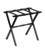 Hotel Black Finish Wood Folding Luggage Rack With Black Straps - $145.99