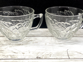 Vintage Indiana Princess Clear  Glass Grape Leaf Punch Replacement Cups Set of 2 - £12.74 GBP