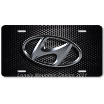 Hyundai &quot;3D&quot; Logo Inspired Art on Mesh FLAT Aluminum Novelty License Tag Plate - £14.15 GBP