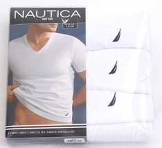  Nautica White Soft Cotton V Neck Tee Shirt 3 in Package New in Package Men&#39;s  - £31.31 GBP