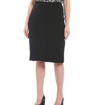 Kasper Women&#39;s Plus Black Stretch Crepe Skimmer Mid Rise Skirt Back Zip ... - £29.06 GBP