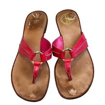 LIlly Pulitzer McKim Size 9 Pink Strappy Thong Sandals Gold Ring - $33.60