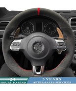 Customized Car Steering Wheel Cover Black Suede for Volkswagen Golf 6 Gt... - £32.42 GBP+