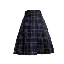 Wine Red Plaid Midi Skirt Women Plus Size Pleated Plaid Skirt Christmas Outfit image 8