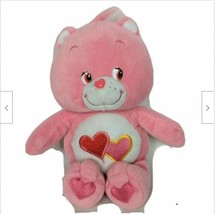 Care Bears Love A Lot Bear Pink Hearts Plush Stuffed Animal 2002 11&quot; - £27.13 GBP