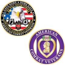 CH3422 American Combat Veterans &quot;We Will Never Forget&quot; Challenge Coin (1... - $12.03