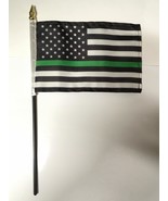 US Military Memorial Green Line Stick Flag  4&quot;x6&#39;&#39; Rough Tex® 12 Pack - $24.00