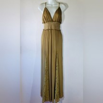 River Island Jumpsuit Size L Olive Green Crepe Lace Embroidery Smocked Pilazzo - £60.92 GBP