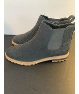 Lands End Chelsea Boots Womens 9B Gray Suede Side Zip Leather NWT - $36.10