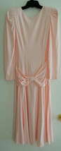 Ladies Dress Size M Attached Drop Waist Sash Peach Midi $88 Value -All T... - £25.85 GBP