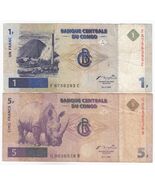 Congo (Set Di 2) 1 E 5 Francs 1997 Banque Nationale Du Congo XF Rara - $30.49