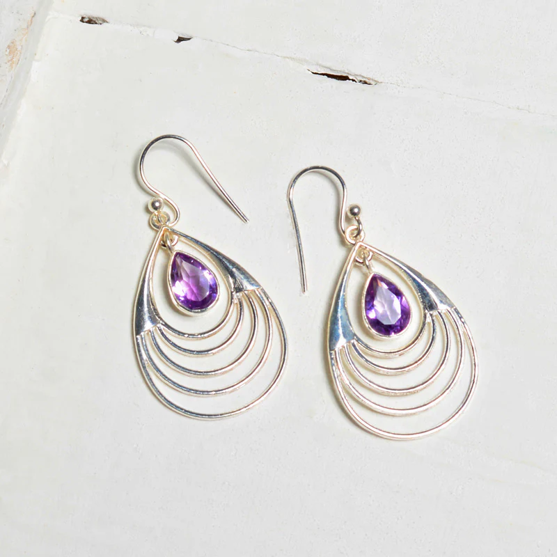 Amethyst Teardrop Earrings - $99.00