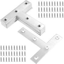 12Pcs T Shaped Mending Plate, 3.1&quot; x 3.1&quot; Stainless Steel Flat Corner Br... - $23.77