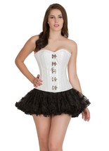 White PVC Leather Gothic Steampunk Bustier Waist Training Overbust Top - £56.37 GBP
