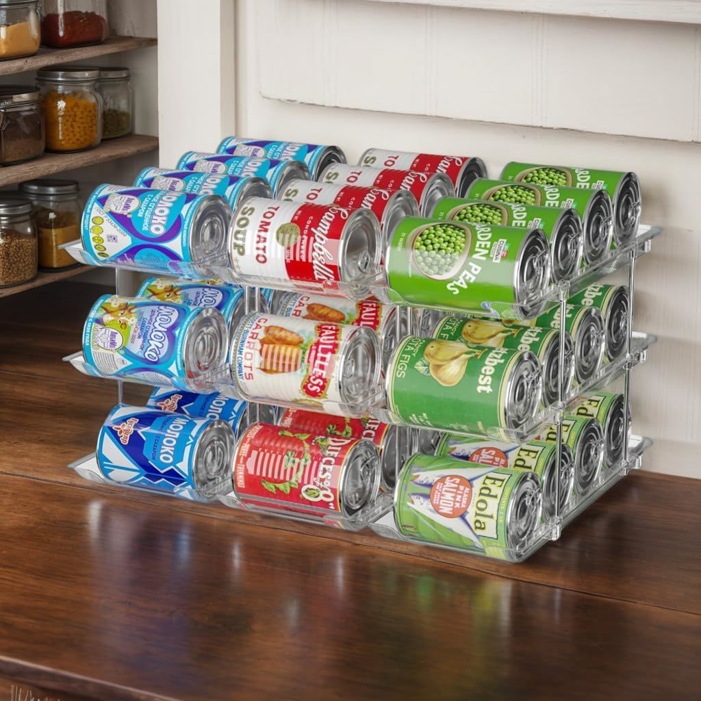 Adjustable 3 Tier Canned Goods Organizer For Pantry 9.45&quot; Tall | Stackab... - $35.92