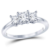 14kt White Gold Princess Diamond 3-stone Bridal Wedding Engagement Ring 1 Ctw - £1,758.74 GBP