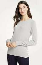 NWT Womens Ann Taylor L/S Heather Gray Side Button Sweater Sz XL Extra Large - £21.33 GBP