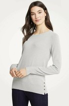 NWT Womens Ann Taylor L/S Heather Gray Side Button Sweater Sz XL Extra L... - £21.17 GBP