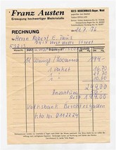 Franz Austen Producer High-quality Led Crystal Receipt Bayer Germany 1976  - £13.72 GBP