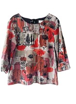 Thought Ladies Hemp Blend   Printed Top Sleeve 3/4 size 12 UK/8 US/40 EU - £17.21 GBP