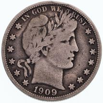 1909 50C Barber Half Dollar in Fine Condition All Natural Color Complete... - $74.23