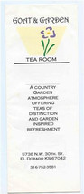 Goat &amp; Garden Tea Room Menu &amp; Brochure El Dorado Kansas - $17.82