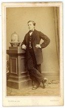 Antique CDV Circa 1870&#39;S Handsome Dashing Man Suit Burne &amp; Son Glasgow, Scotland - £8.87 GBP