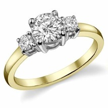 3.00CT Forever One Moissanite 4 Prong 3-Stone Ring Two Tone 18K Gold  - £1,406.06 GBP