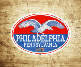 Philadelphia Pennsylvania Vintage Travel Sticker Decal 3.75&quot; Liberty Bell Flag - £3.96 GBP