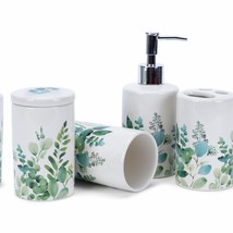 Ceramic Bathroom Accessories Set 4.5 Inch Green and White - $1,542.22 MXN