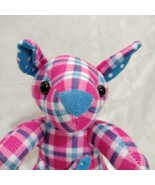 Kangaroo With Baby On His Pouch Flannel Pink &amp; Blue Stuffed Animal 10&quot; - £10.72 GBP