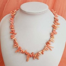VTG Angel Skin Branch Coral Necklace 16&quot; Long 925 Sterling Silver Clasp Pink - £79.89 GBP