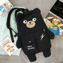 Kawaii Corduroy Bear Backpacks for Cute Women Multi-pockets School Bags Large Ca - £30.87 GBP