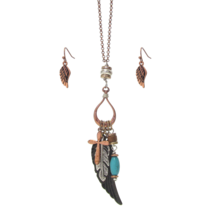 Eclectic Art Charms Pendant Necklace and Earrings Set 30 Inch Chain - £11.30 GBP