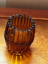 Vintage Small Ridged Amber Glass Barrel Toothpick Holder – 2 and 3/8th’s... - £5.36 GBP