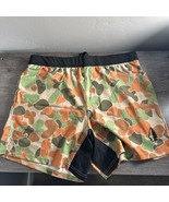Tachuntfish Shorts Men&#39;s Xl Green Brown Camo Elastic Waist Stretch Athletic - $40.85 CAD