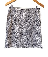 Talbots Petites Paisley Pencil Skirt Stretch Size 2P Navy White Lined Zi... - £12.03 GBP