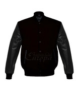 MEN&#39;S 100% WOOL / GENUINE LEATHER LETTERMAN, VARSITY JACKET - £69.58 GBP